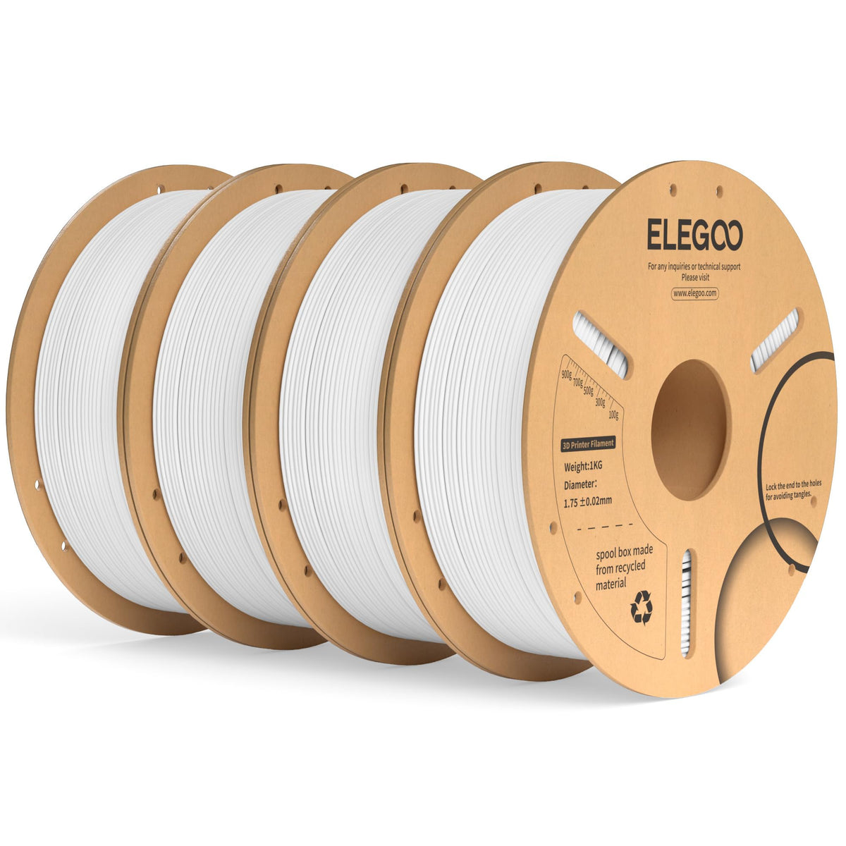 ELEGOO PLA Plus 3D Printer Filament 1.75mm White 2KG, Tougher & Stronger