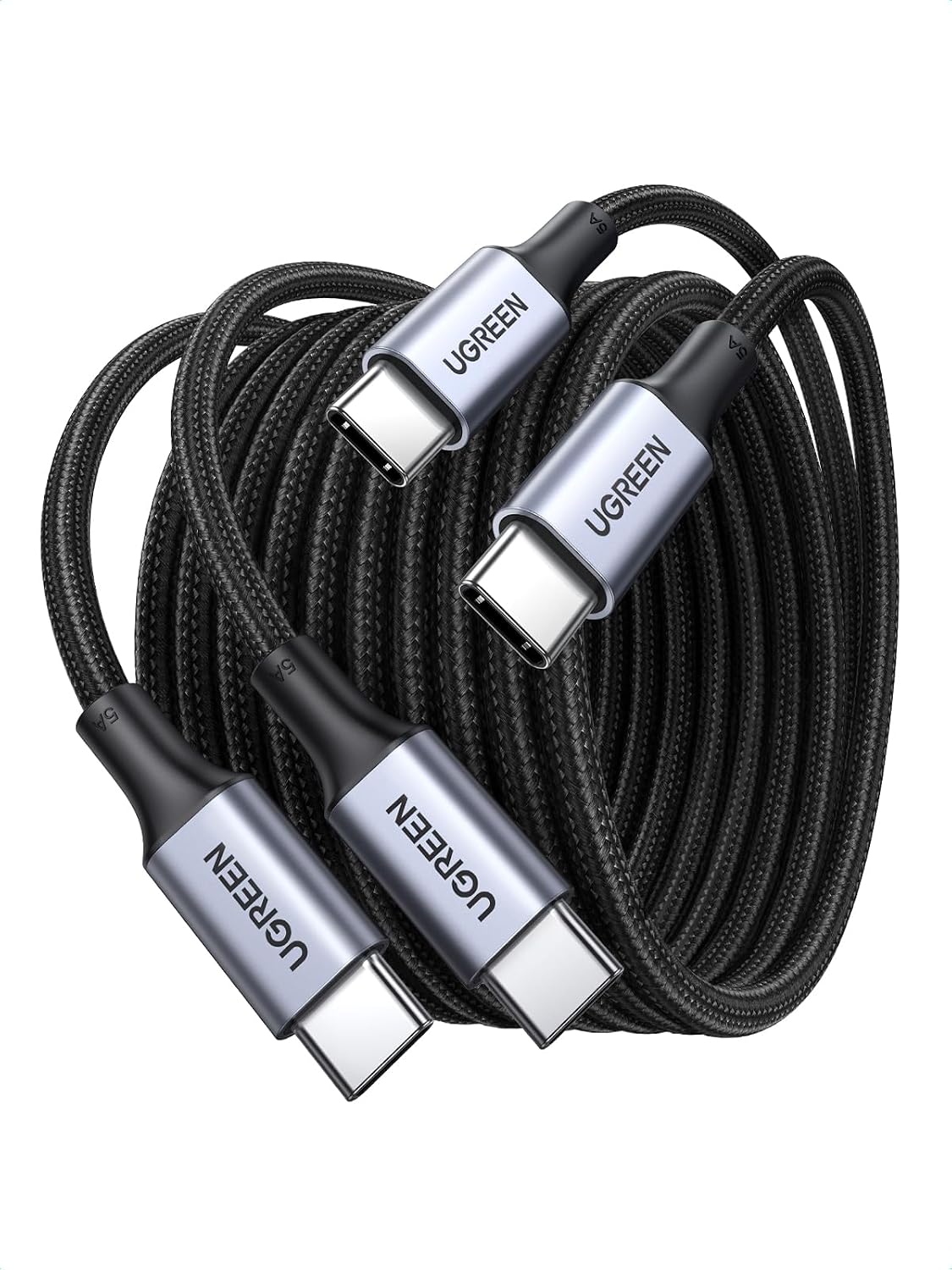 UGREEN 100W USB C to USB C Cable, Fast Charging, 2-Pack, 3.3ft, Black
