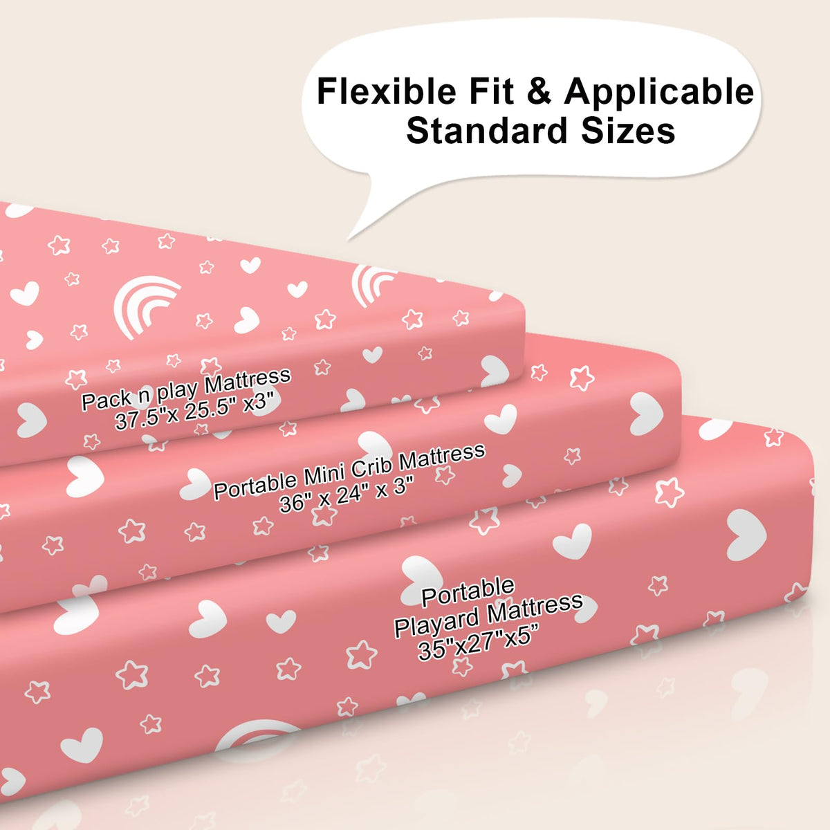 GUNTAIL Baby Crib Sheets for Boys Girls, 2 Pack Fitted Crib Sheet for Standard Crib and Toddler Mattress, Soft Microfiber Baby Sheet 52x28x8in. (Love & Pink)