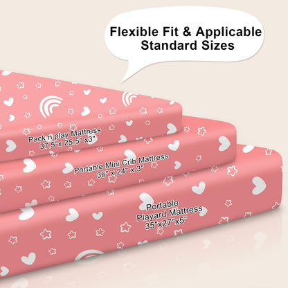 GUNTAIL Baby Crib Sheets for Boys Girls, 2 Pack Fitted Crib Sheet for Standard Crib and Toddler Mattress, Soft Microfiber Baby Sheet 52x28x8in. (Love & Pink)
