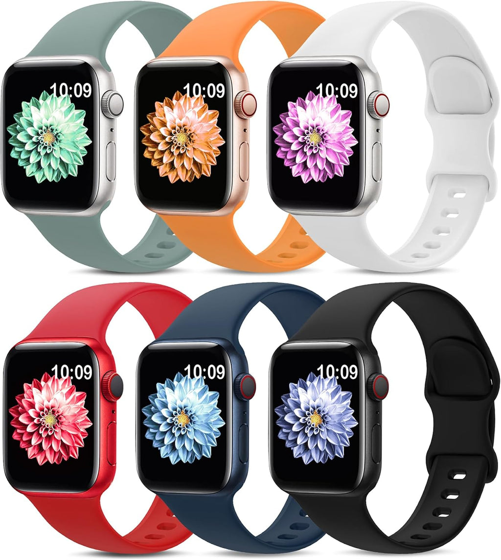 6 Pack Sport Silicone Bands Compatible with Apple Watch Band for Women Men