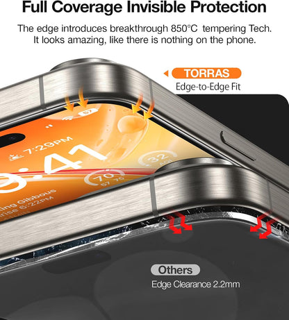 TORRAS Military-Grade Unbreakable for iPhone 18 Pro Screen Protector 2-Pack