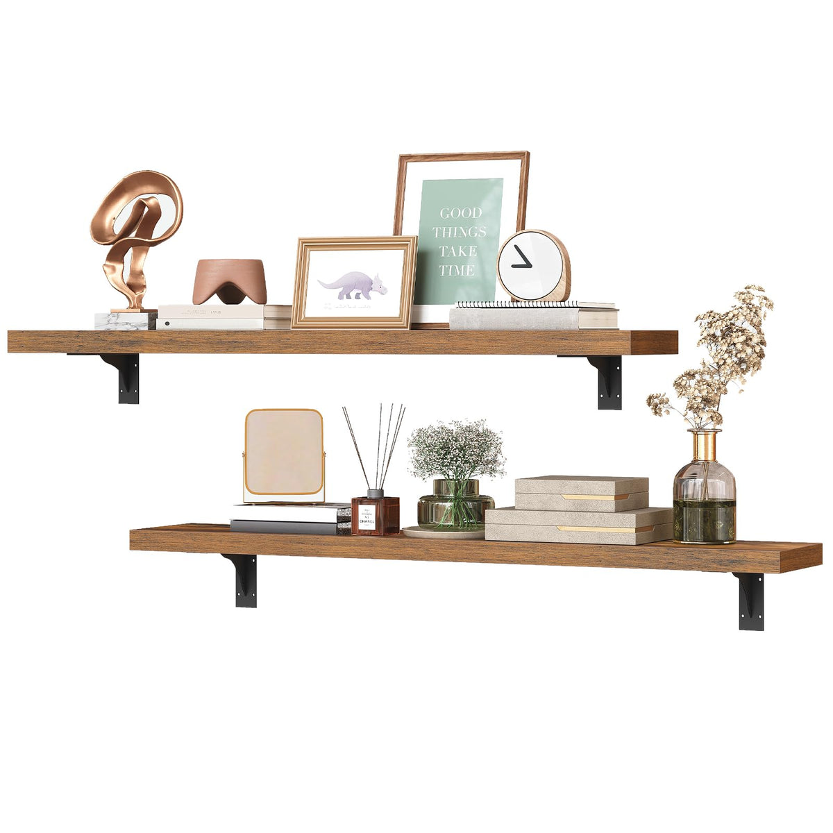 HOOBRO Floating Shelves for Wall, 15.7" Wall Mounted Shelves Set of 2