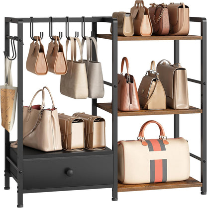 HOOBRO Purse Organizer Rack for Closet, 3-Tier Handbag Storage Stand