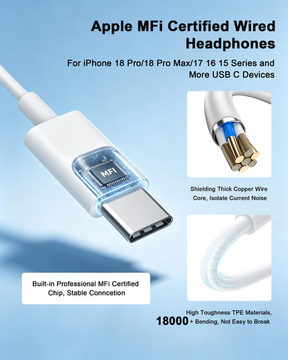 2 Pack Apple MFi Certified Wired Earbuds for iPhone, Lightning Headphones