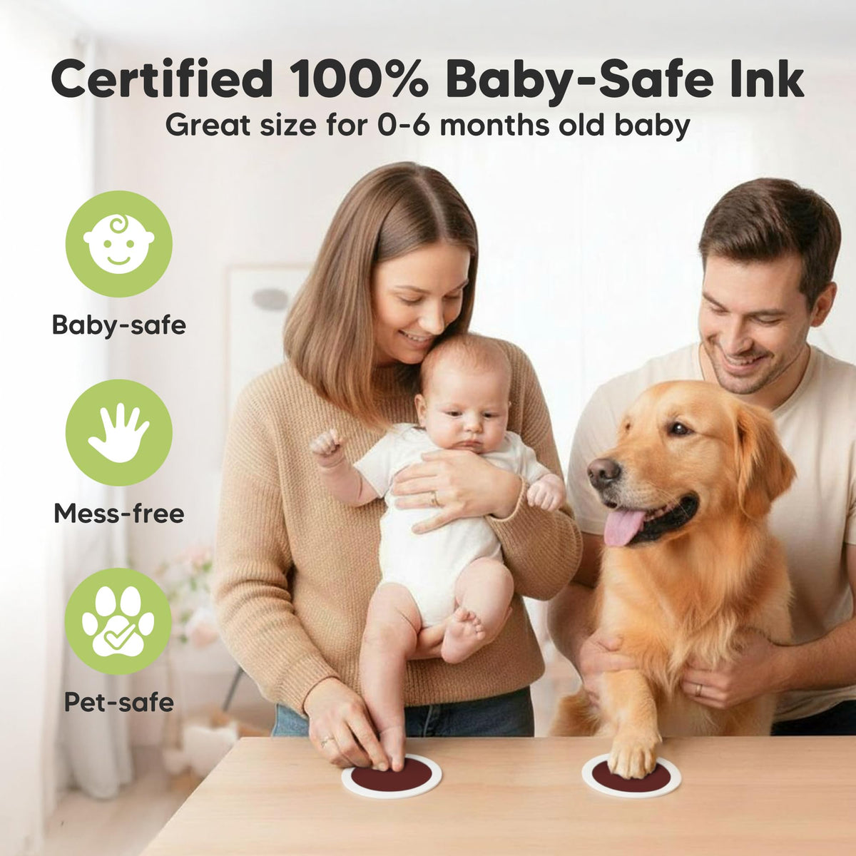 4pk Inkless Baby Hand and Footprint Kit, Mess Free Ink Pads (Jet Black, R)