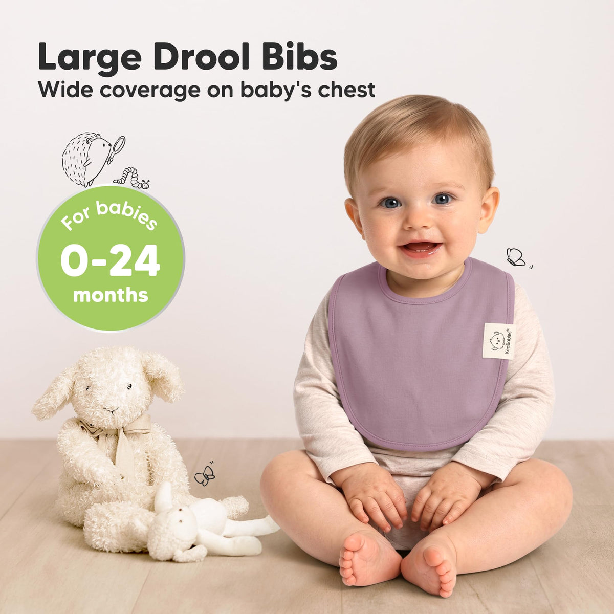 KeaBabies 8-Pack Organic Baby Bibs for Drooling and Teething (Sweet Charm)