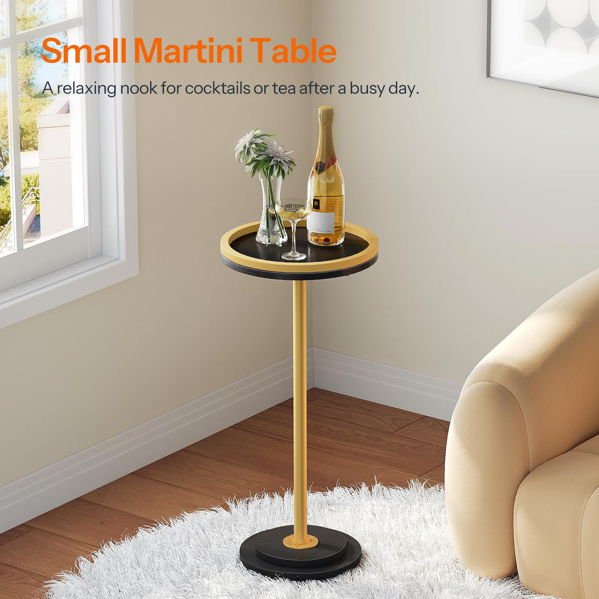 HOOBRO Small Round Side Table, Drink Table, Coffee Martini Table with Pedestal Accent for Small Spaces in Living Room, Bedroom, Sofa Couch, Rustic Brown BF168BZ01