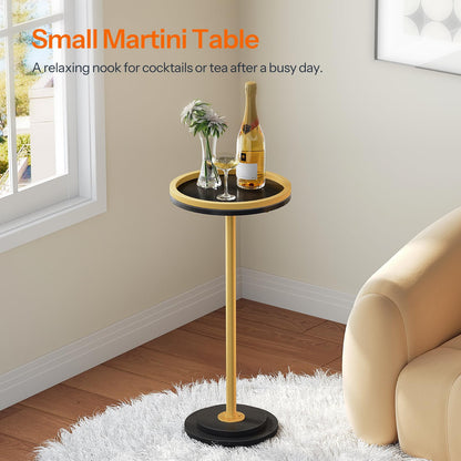 HOOBRO Small Round Side Table, Drink Table, Coffee Martini Table with Pedestal Accent for Small Spaces in Living Room, Bedroom, Sofa Couch, Rustic Brown BF168BZ01