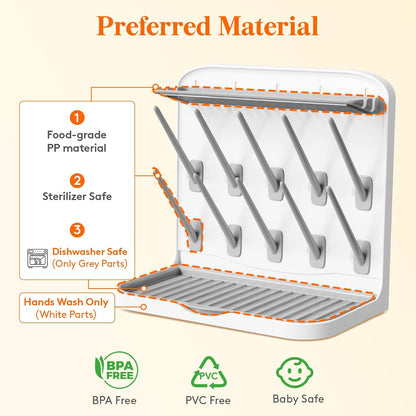 Lifewit 10-Hooks Baby Bottle Drying Rack for Countertop, BPA Free