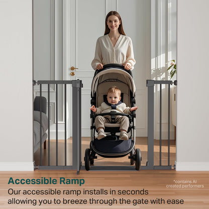 Cumbor 29.7-51.5 in Extra Wide Baby Gate for Stairs, Dog Gate Indoor Black