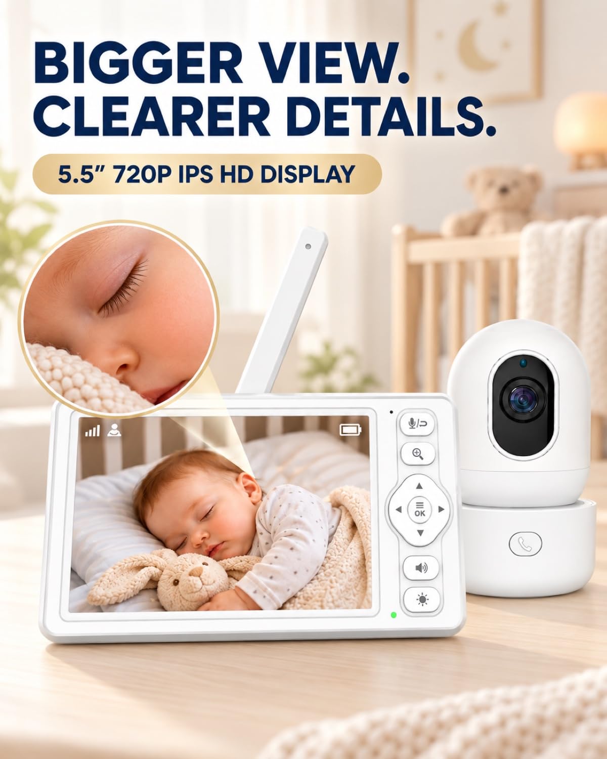 HelloBaby 6'' No WiFi Video Baby Monitor with Camera Audio, 30H Battery