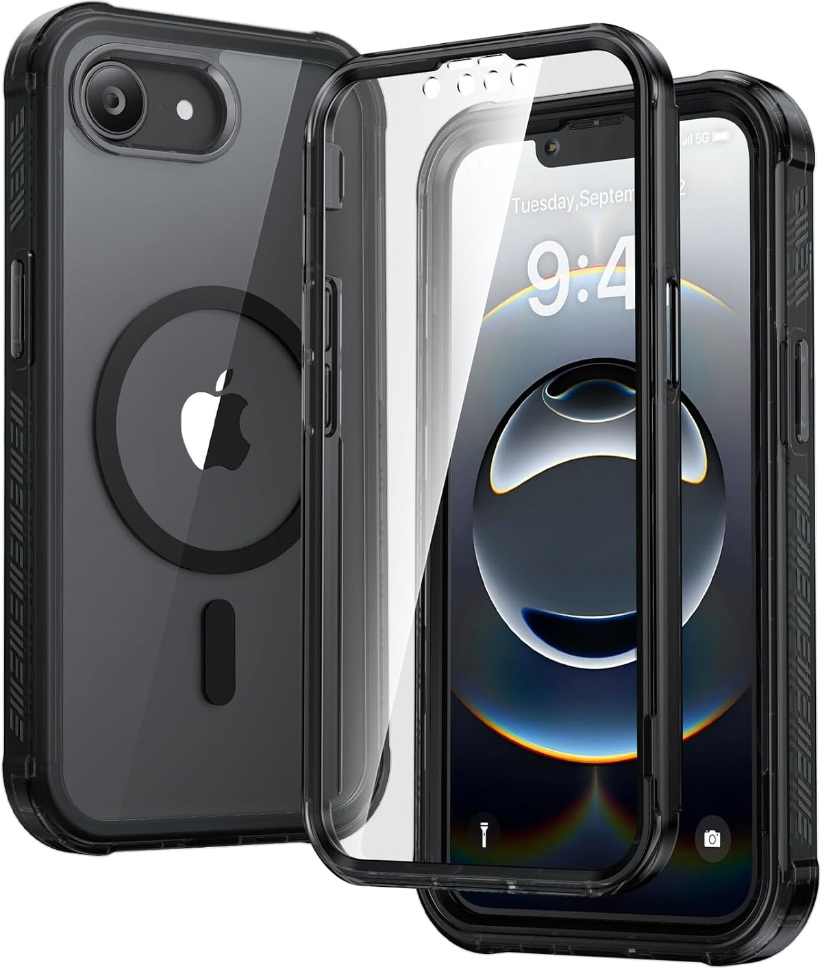 Diaclara Designed for iPhone 15 Plus Case 6.7 Inch, Full-Body Clear Bumper Cases w/Built-in Screen Protector, 360 Protective Rugged Case + Glass Camera Lens Protector,Mint Green