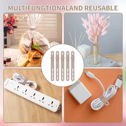 25 Pcs Silicone Cable Ties, Cable Ties Reusable, High Elasticity Cord Wraps for Electrical Cords, Cord Organizer for Earphone, Phone Charger(White)