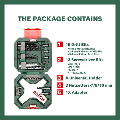 Bosch Accessories 34-piece Screwdriver/Drill bit Set (for Wood, Metal and Stone, Accessories for Drill Drivers)
