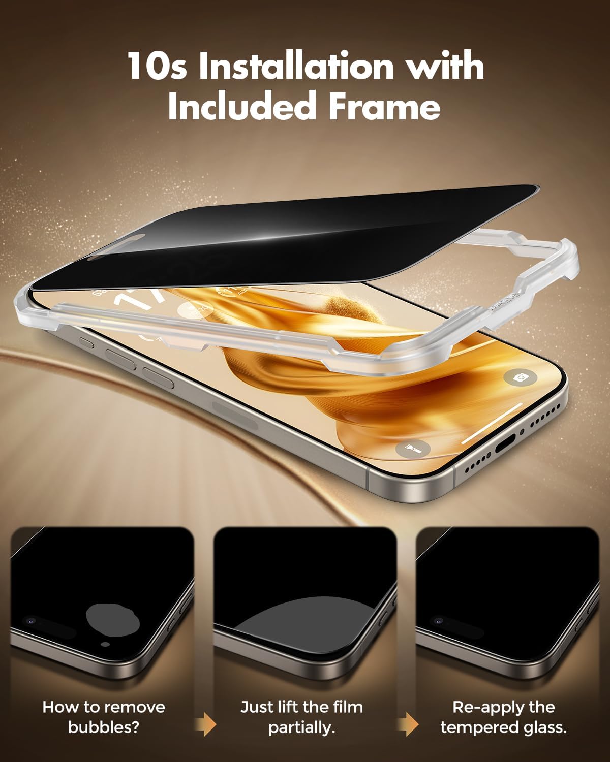 UNBREAKcable Privacy Screen Protector for iPhone 15, Full Coverage