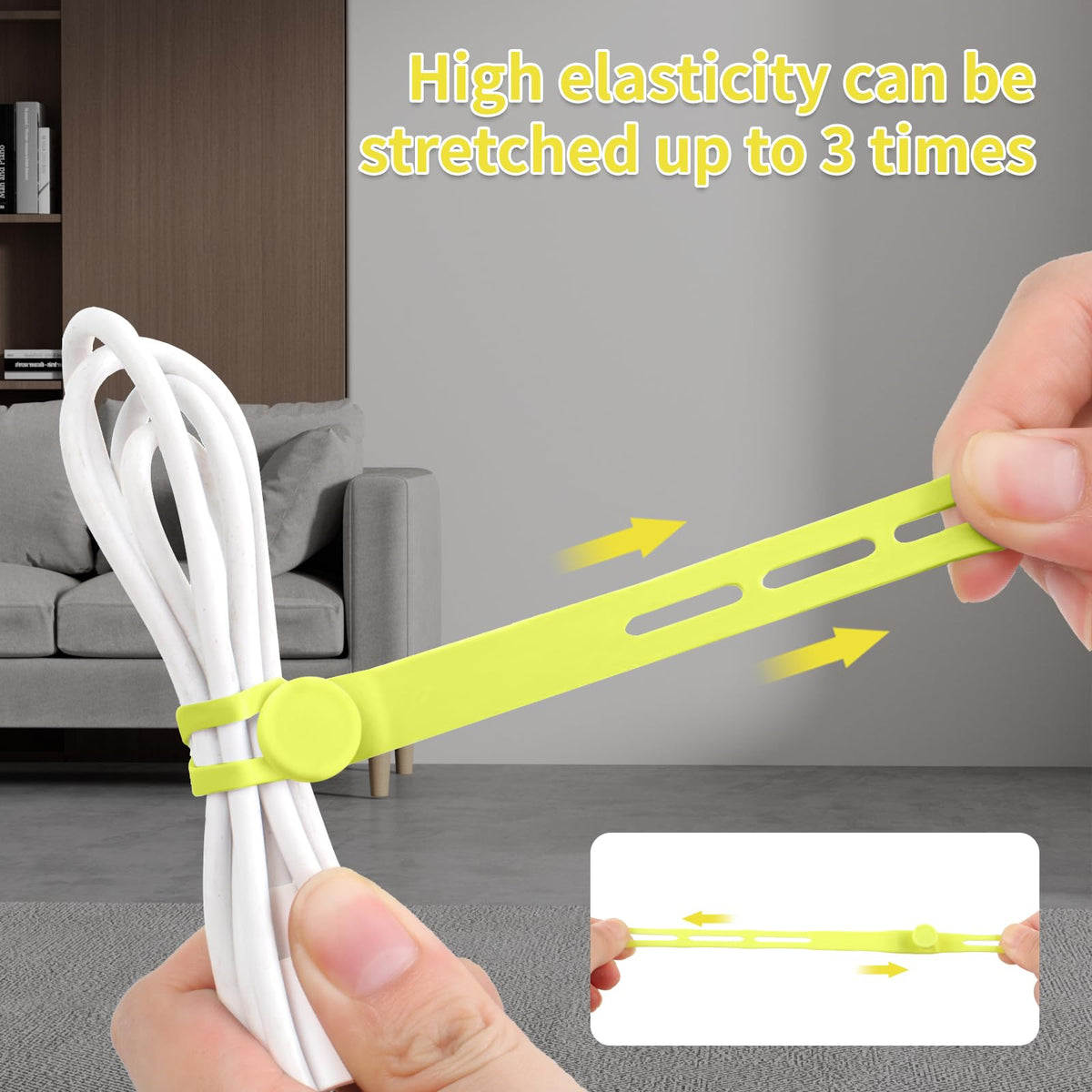 25 Pcs Silicone Cable Ties, Cable Ties Reusable, High Elasticity Cord Wraps for Electrical Cords, Cord Organizer for Earphone, Phone Charger(White)