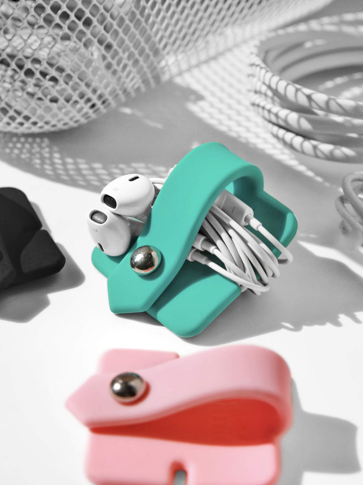 Headphone Case Cord Organizer Earbuds Holder Earphones Case Wrap Winder Headset Keeper Cord Manager Cable Organizer Black