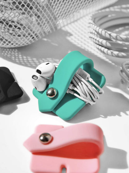 Headphone Case Cord Organizer Earbuds Holder Earphones Case Wrap Winder Headset Keeper Cord Manager Cable Organizer Black