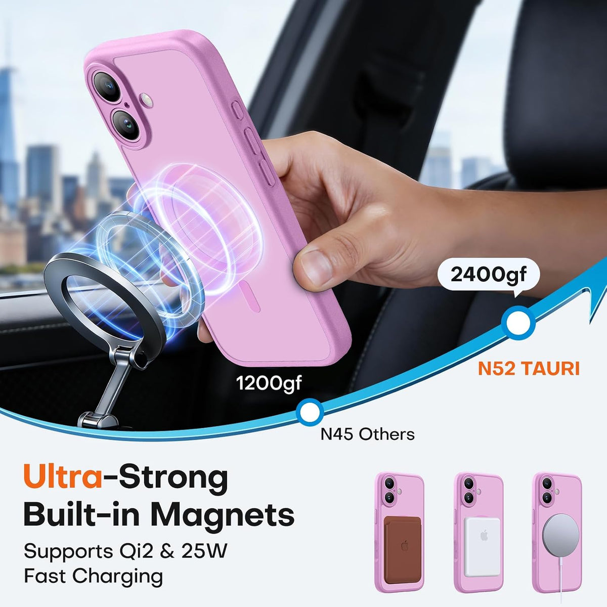 TAURI for iPhone 16 Pro Max Case, Compatible with MagSafe, Purple