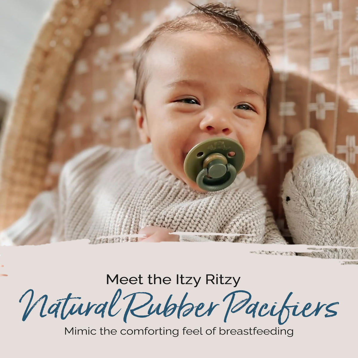 Itzy Ritzy Natural Rubber Pacifiers for 0–6 Mos, Set of 2, Blossom/Rosewood
