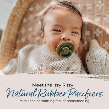 Itzy Ritzy Natural Rubber Pacifiers for 0–6 Mos, Set of 2, Blossom/Rosewood