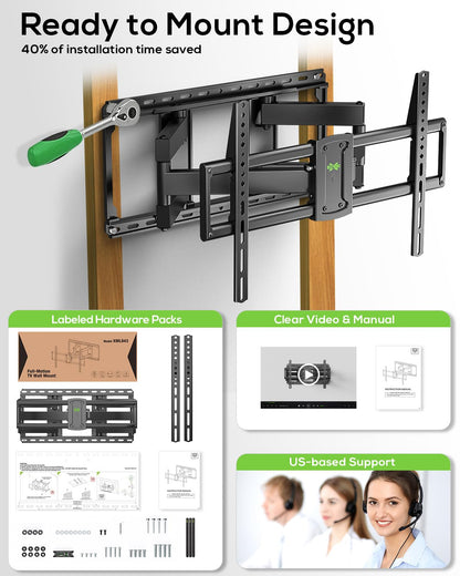 USX Mount Full Motion TV Wall Mount for 42-90 inch TV Holds up to 132lbs