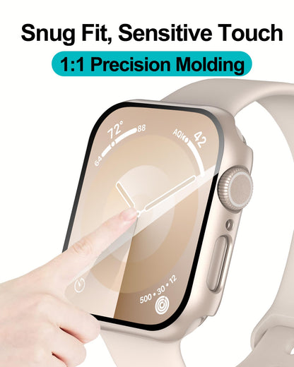 Smiling 2 Pack Case Compatible with Apple Watch Series 9 (2023)/Series 8 /Series 7 45mm with Tempered Glass Screen Protector, Hard PC Case Overall Protective Cover- Starlight