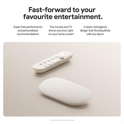 Google TV Streamer (4K) - Fast Streaming Entertainment With Voice Search Remote - Watch Movies, Shows, Live TV and Netflix in 4K HDR - Smart Home Control - 32 GB Storage - Porcelain