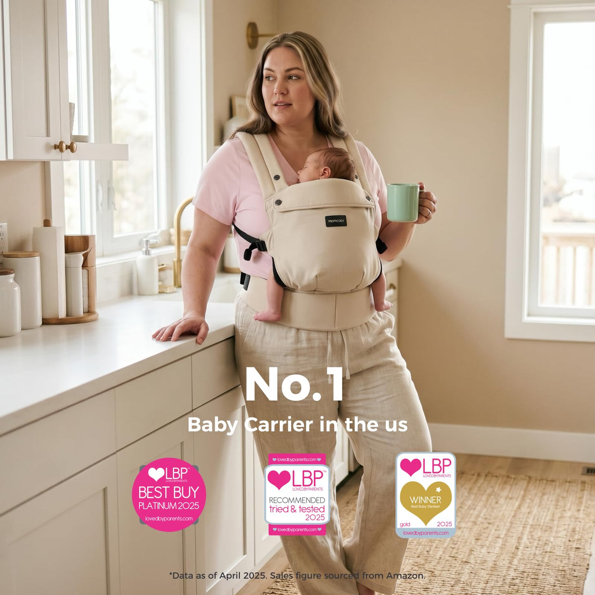 Momcozy PureHug Baby Carrier - Ergonomic, Cozy and Lightweight for 7-45 lbs