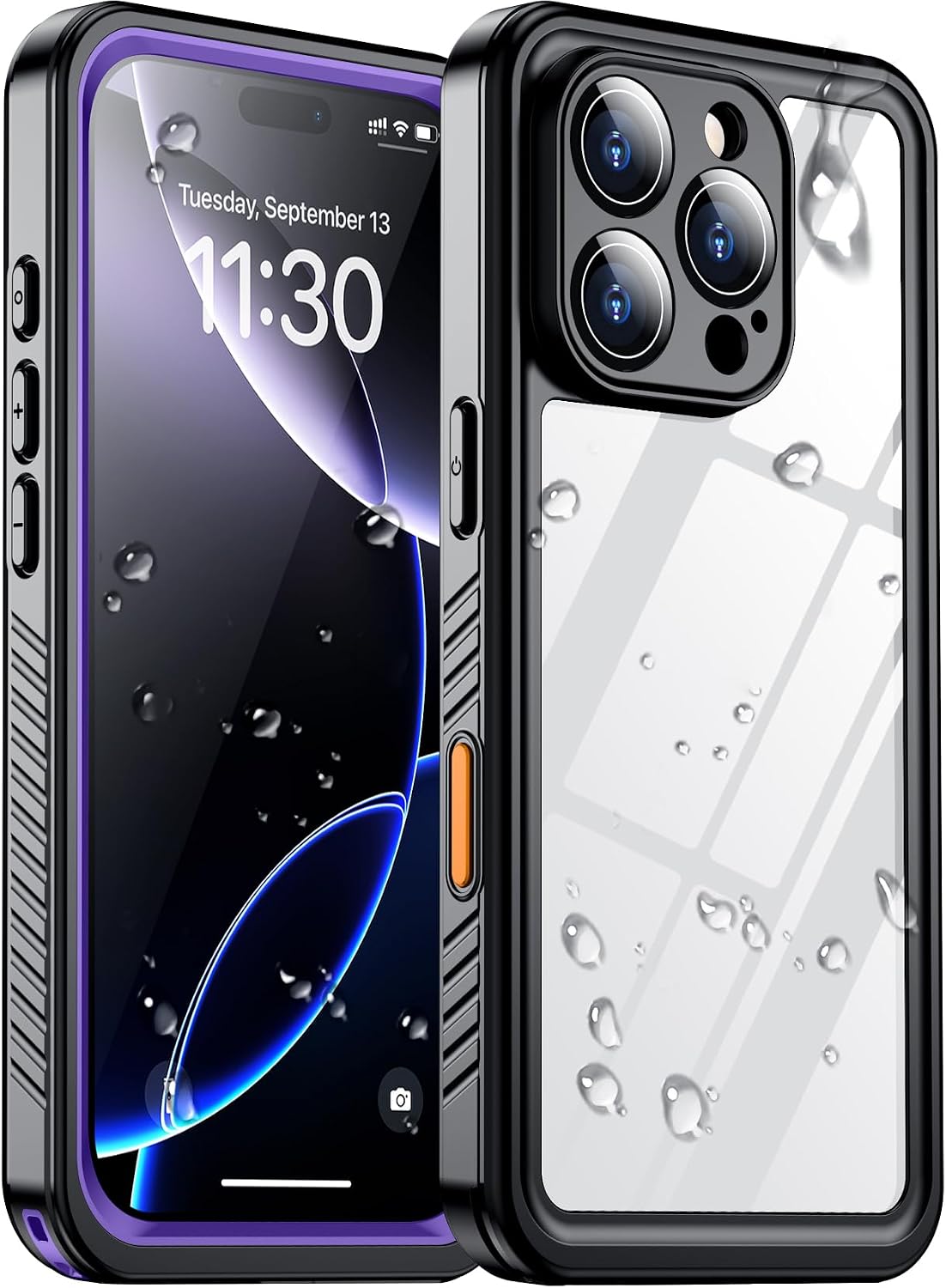 Temdan Compatible with iPhone 17 Pro Case,Waterproof Built-in Screen & Camera Protector IP68 Underwater Full Body 17FT Military Dropproof Shockproof Phone Case 6.3"-Blue/Clear