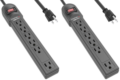 Amazon Basics Surge Protector Power Strip, 6-Outlet, 790 Joules, Circuit Breaker, LED Indicator, 6ft Extension Cord, White