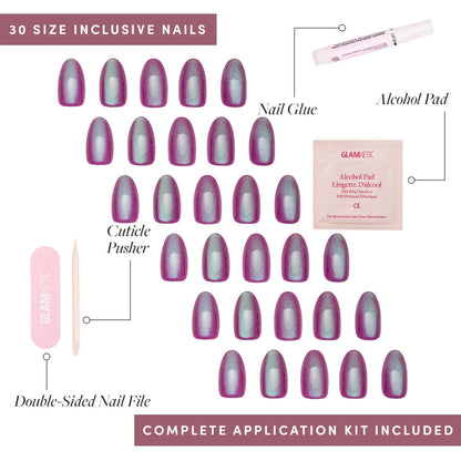 Glamnetic Press On Nails, Short Almond Glossy, Fake Nails 24pc Nail Kit