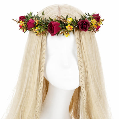 Pink Bohemian Flower Crown, Fairy Babys Breath Flower Headband