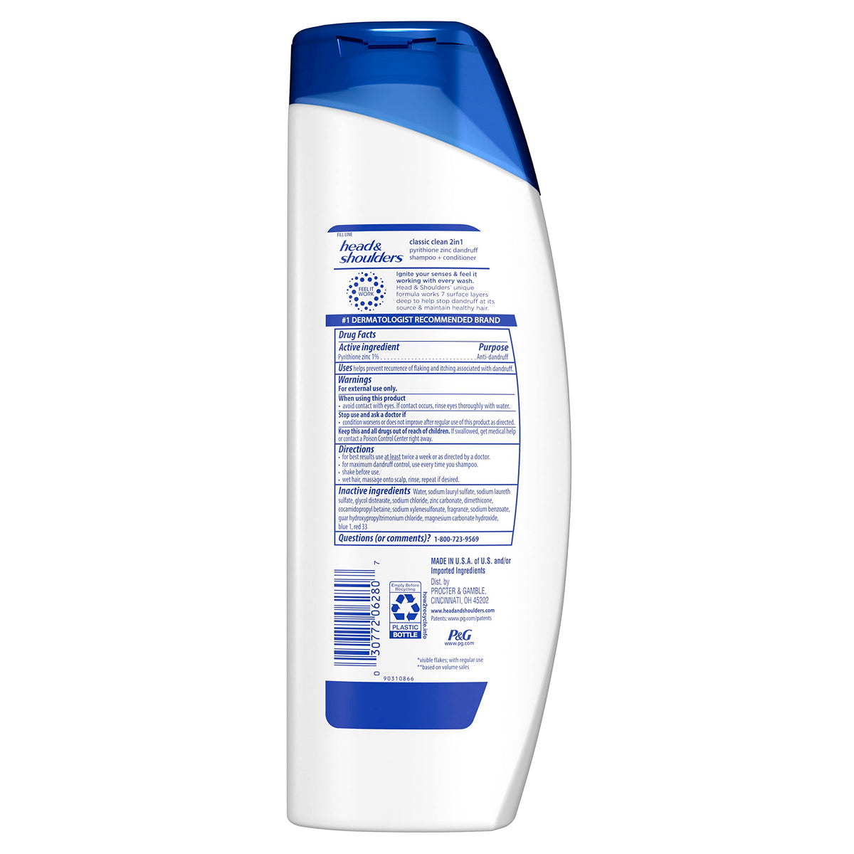 Head and Shoulders Classic Clean Anti-Dandruff 2 in 1 Paraben Free Shampoo and Conditioner, 32.1 fl oz