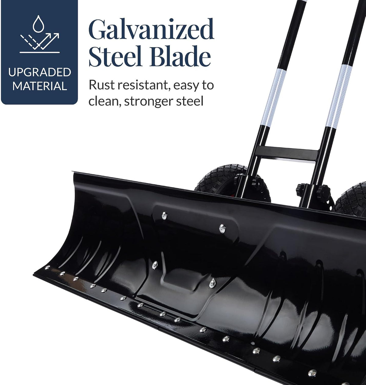 Best Choice Products 36in Heavy-Duty 2-Wheel Snow Pusher Hand Plow - Black