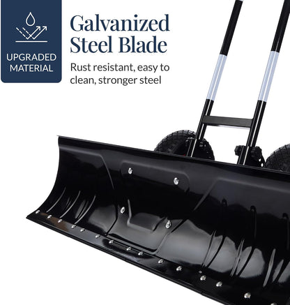 Best Choice Products 36in Heavy-Duty 2-Wheel Snow Pusher Hand Plow - Black