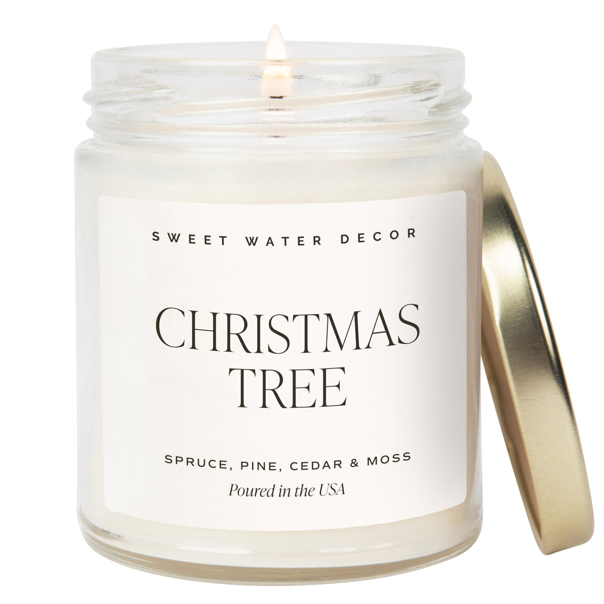 Sweet Water Decor Christmas Candle Gift, Holiday Scented 9oz Clear Jar
