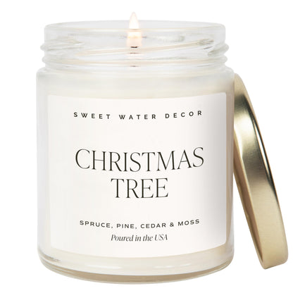 Sweet Water Decor Christmas Candle Gift, Holiday Scented 9oz Clear Jar