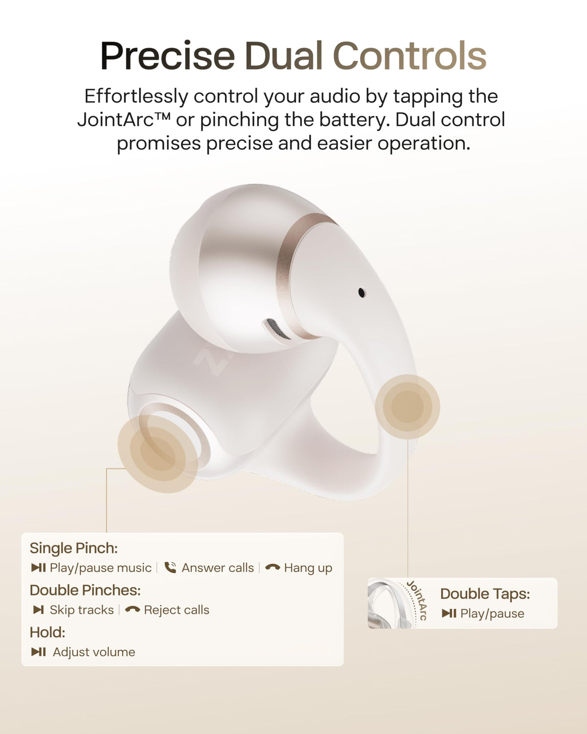 SHOKZ OpenDots 2 Open-Ear Clip-On Earbuds, Black, Dolby Audio, 3 Mics