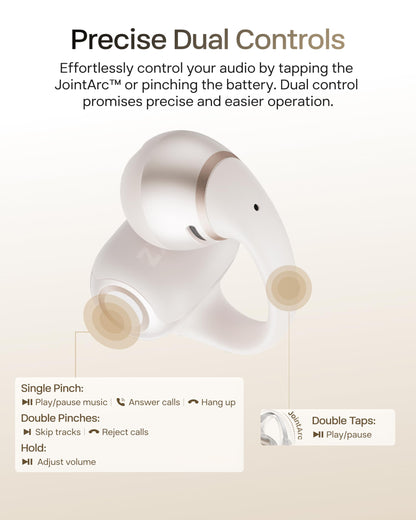 SHOKZ OpenDots 2 Open-Ear Clip-On Earbuds, Black, Dolby Audio, 3 Mics