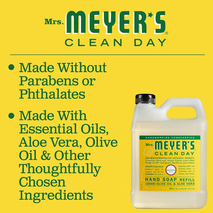MRS. MEYER'S CLEAN DAY Hand Soap Refill, Lemon Verbena Scent, 33 Fl Oz Bottle