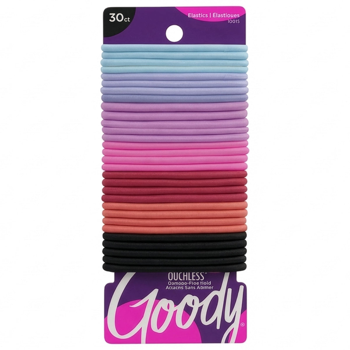 Goody Ouchless Elastic Hair Ties, 30 Ct, Black, 4MM Rubber Bands, Pain-Free