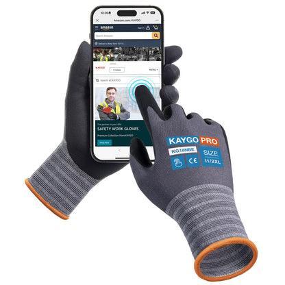 KAYGO Safety Work Gloves MicroFoam Nitrile Coated 12 Pairs, KG18NH