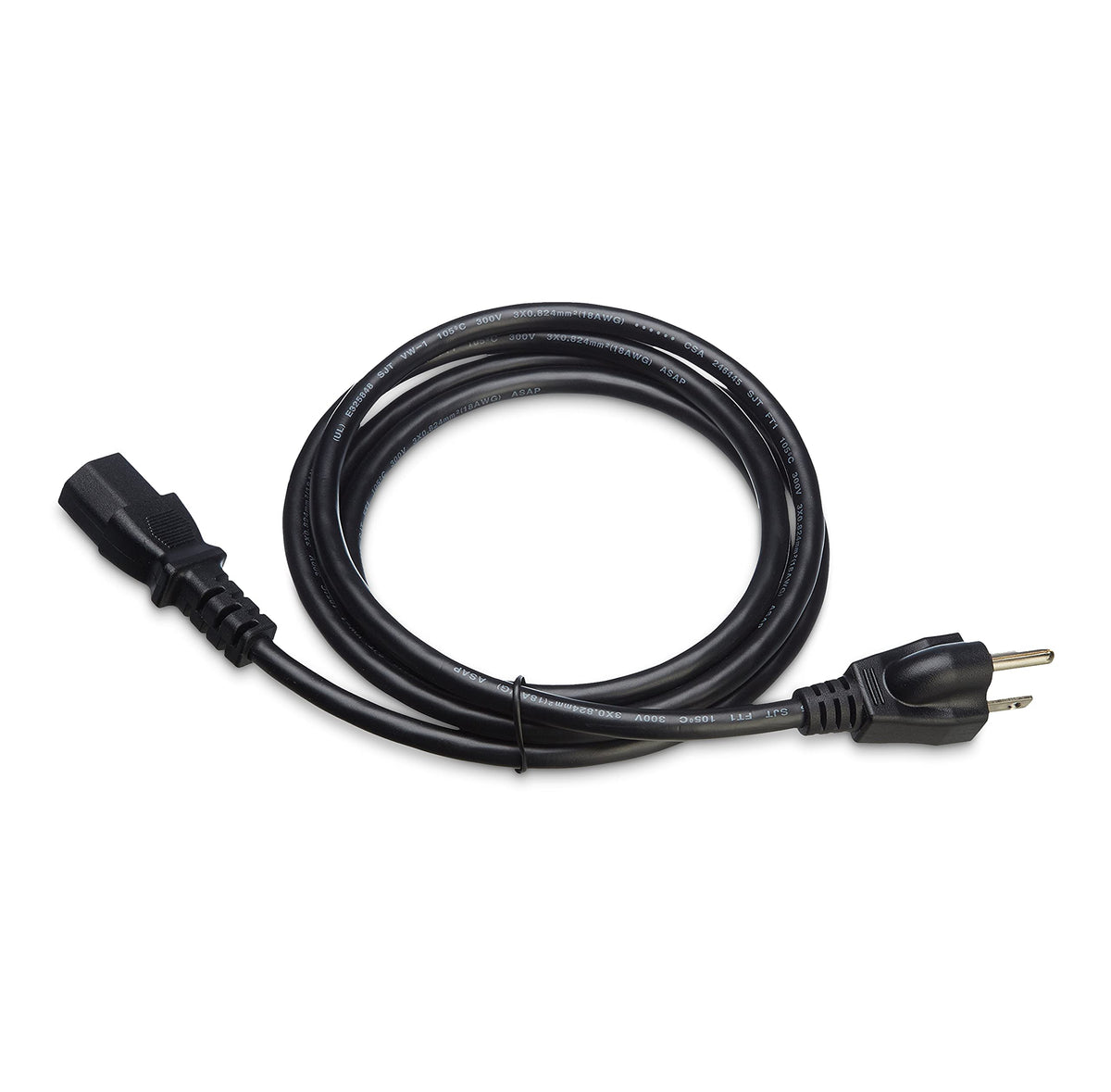 Amazon Basics Replacement Power Cord for Computer, Monitor, TV, Printer, PC, 3 Prong, 18 AWG, 125 Volts, 10 Feet, Black