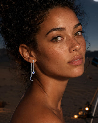Moon and Star Dangle Earrings