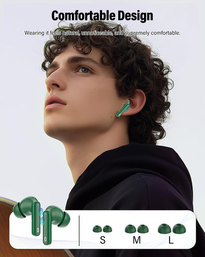 Wireless Earbuds, Bluetooth 5.4 Headphones Bass Stereo/Clear Call,Rose Gold