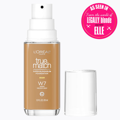 L'Oreal Paris True Match Super-Blendable Foundation, Medium Coverage Liquid Foundation Makeup, N3, Light Medium, 1 Fl Oz