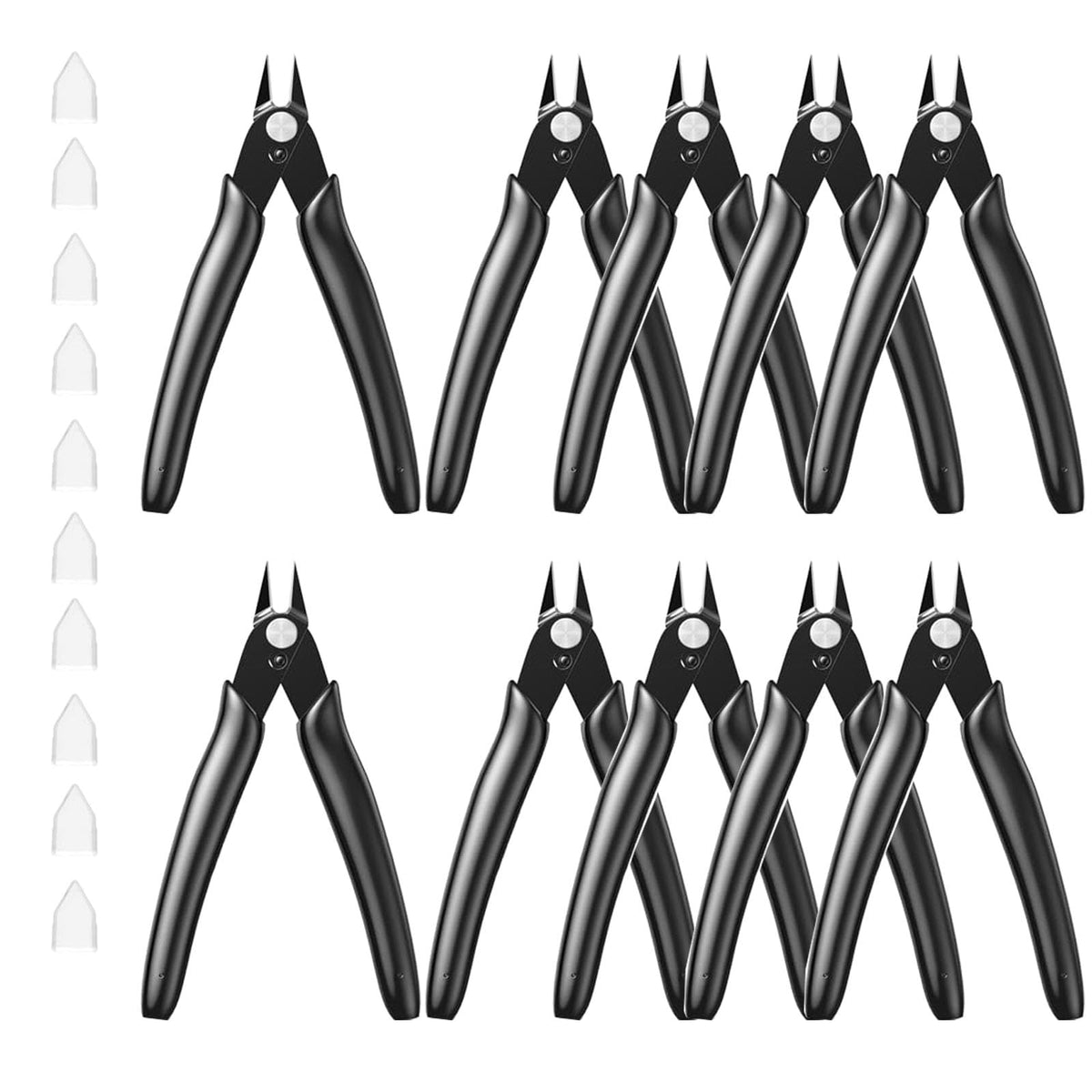 BOENFU Wire Cutter 2 Pack Precision Flush Cutters Side Cutter Small Cable Snips Diagonal Pliers for Cable Tie, 3D Print, Plastic Models, Jewelry, Electronics, Black, 5 Inches