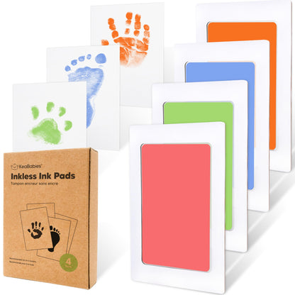 4pk Inkless Baby Hand and Footprint Kit, Mess Free Ink Pads (Jet Black, R)